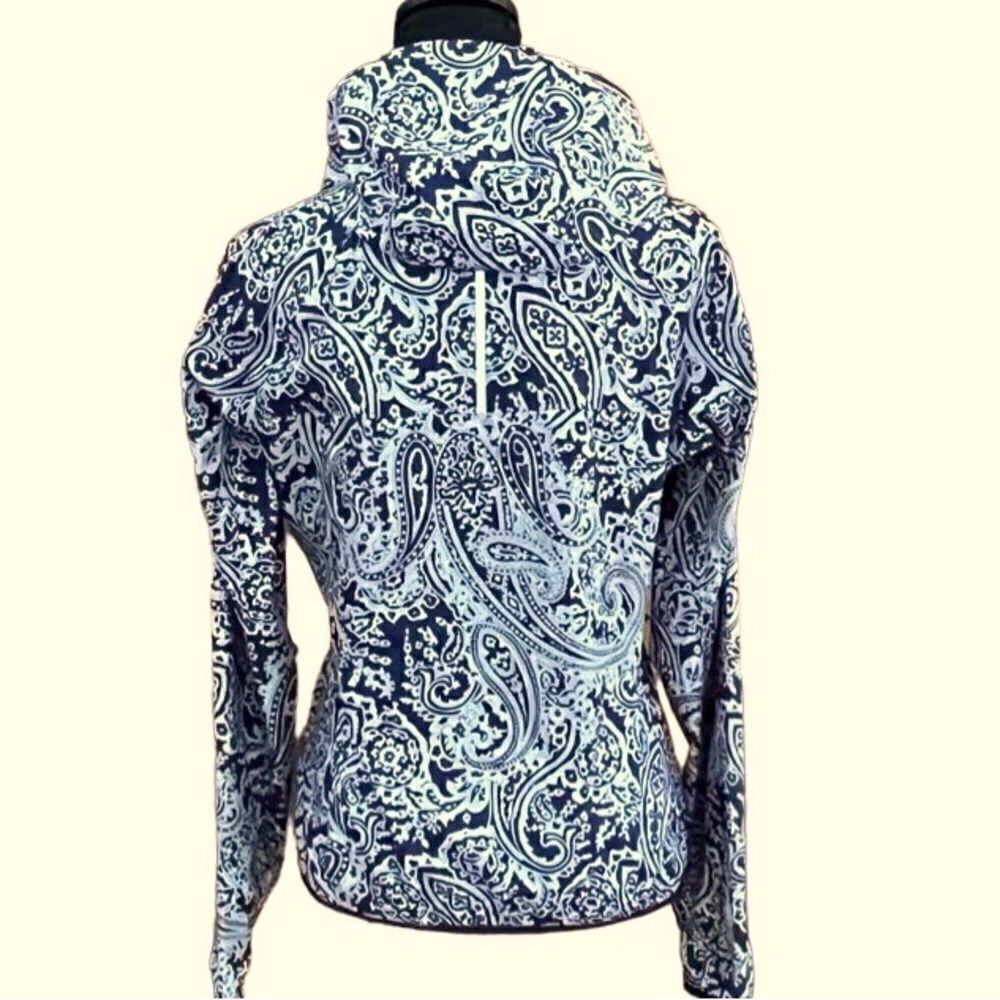 New Balance/J Crew navy paisley hooded wind breaker rain resistant sz S - Picture 4 of 9